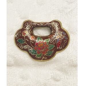 Antique Chinese Cloisonne Enamel Floral & Butterfly Padlock Pendant (1900s) RARE